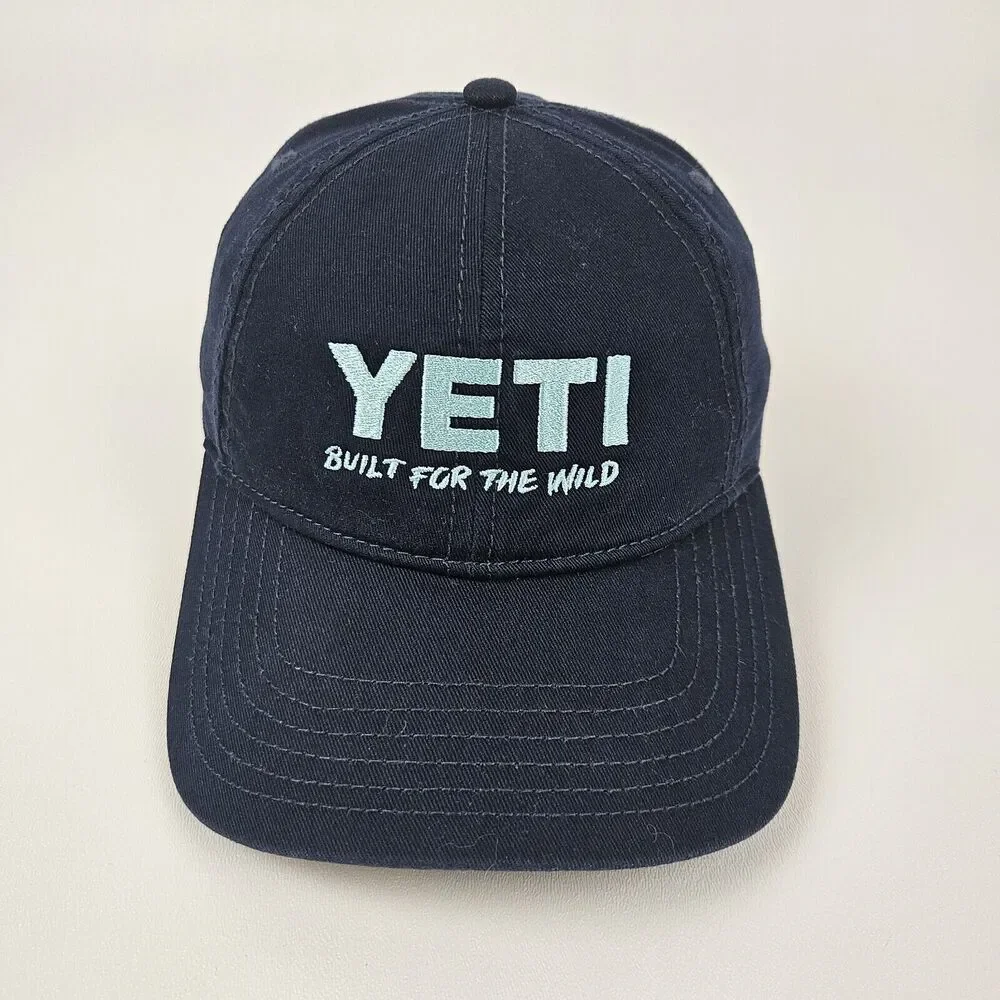 Yeti Coolers Leather Strap Full Panel Low Pro‎ Hat Cap Adjustable OSFM Navy Blue